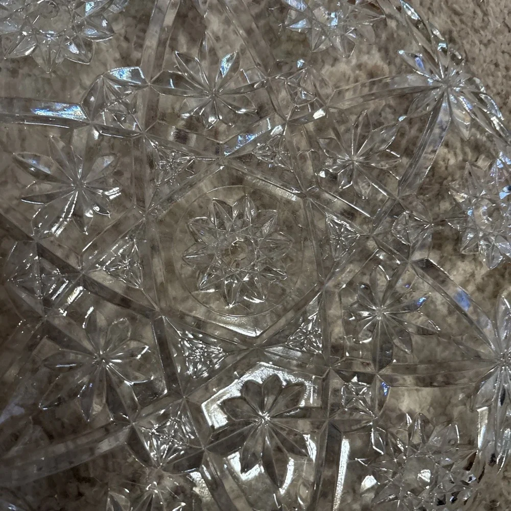 Vintage Anchor Hocking EAPC Glass Platter 11 Inch Round-Star of David